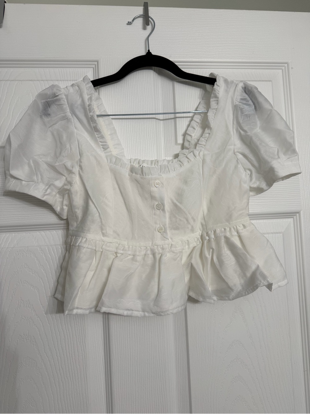 Altar'd State White Ruffle Peplum Crop Blouse